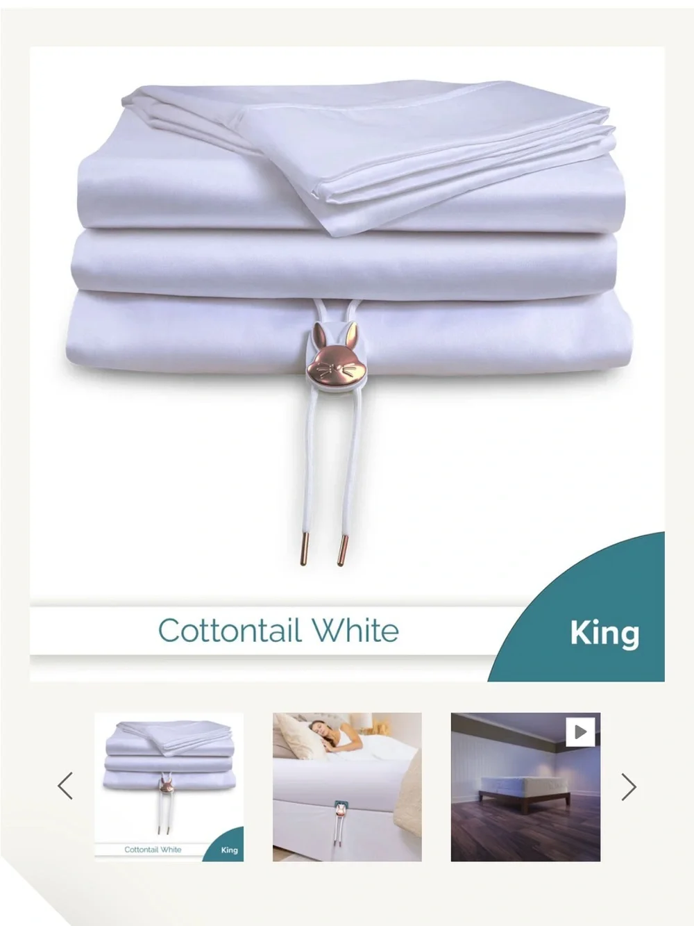 As Seen On TV Bed Bunny King Sheet Set - Cottontail White 3 Piece Set